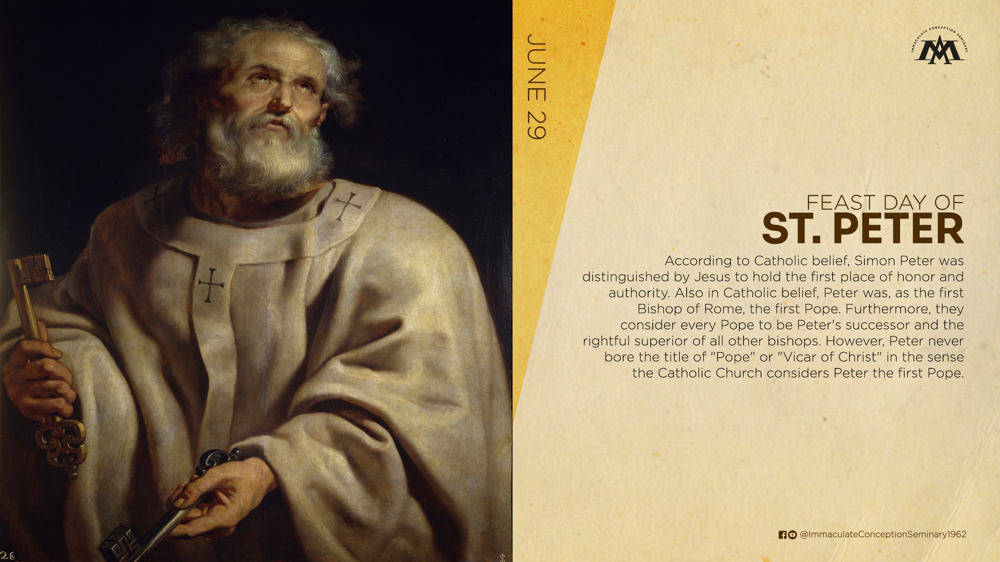 Immaculate Conception Seminary - JUNE 29 | FEAST DAY OF ST. PETER ...