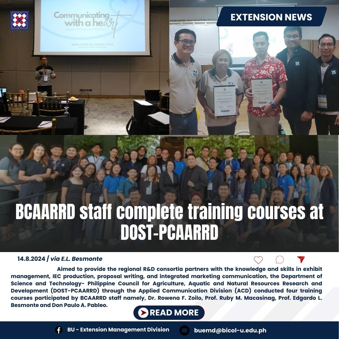 Bicol - 𝗘𝗫𝗧𝗘𝗡𝗦𝗜𝗢𝗡 𝗡𝗘𝗪𝗦 | 𝗕𝗖𝗔𝗔𝗥𝗥𝗗 𝘀𝘁𝗮𝗳𝗳 𝗰𝗼𝗺𝗽𝗹𝗲𝘁𝗲 𝘁𝗿𝗮𝗶𝗻𝗶𝗻𝗴 𝗰𝗼𝘂𝗿𝘀𝗲𝘀 𝗮𝘁 ...