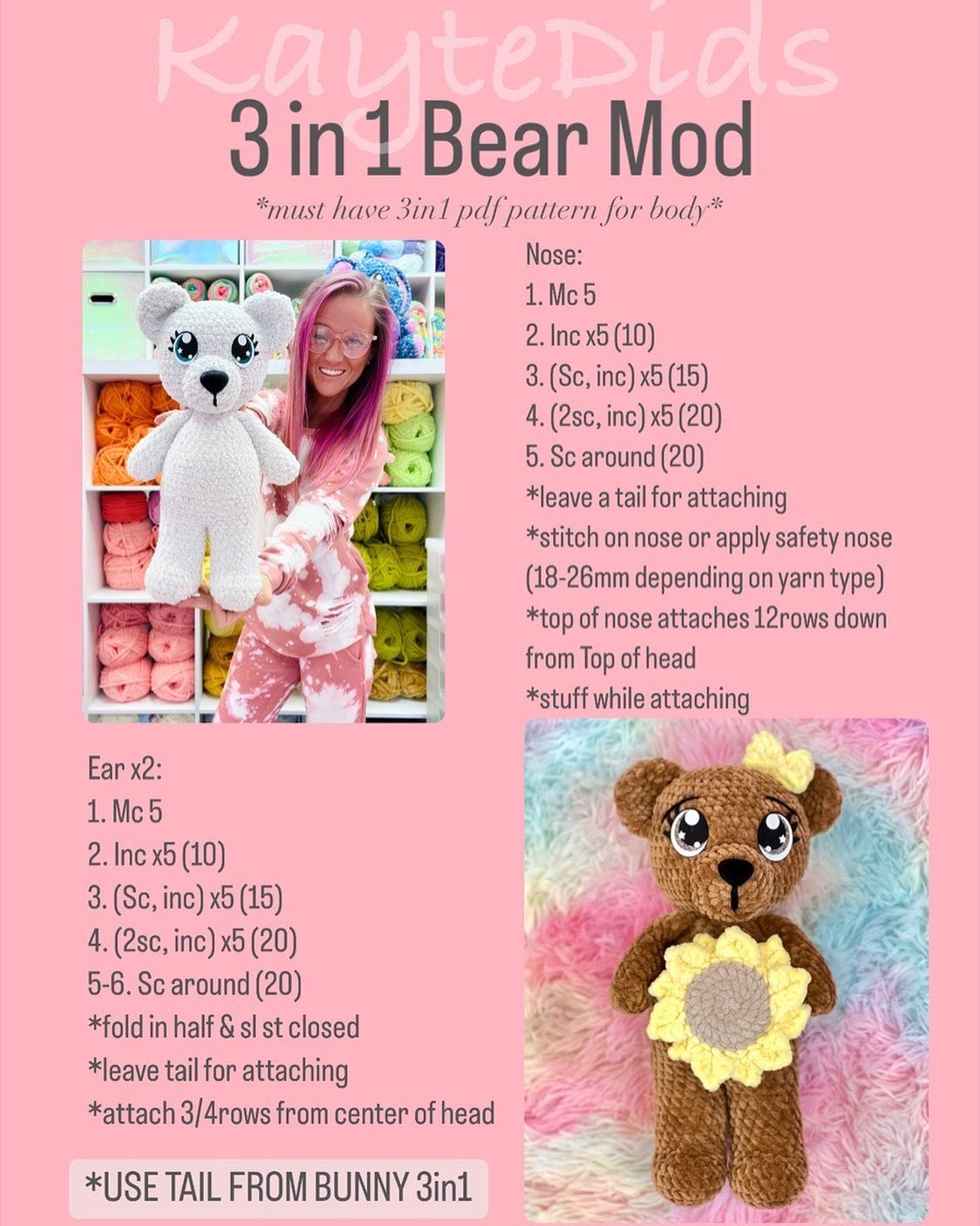 🐻 Bear Mod for 3in1 Pattern Pdf 🐻. .... - Kayte-Did's Crafts | Facebook