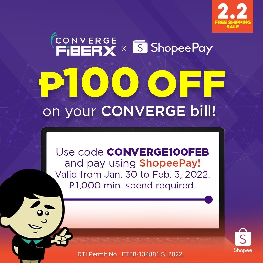 Converge FiberX - 1 day to go for Shopee’s 2.2 Payday Sale! Enjoy ₱100 ...