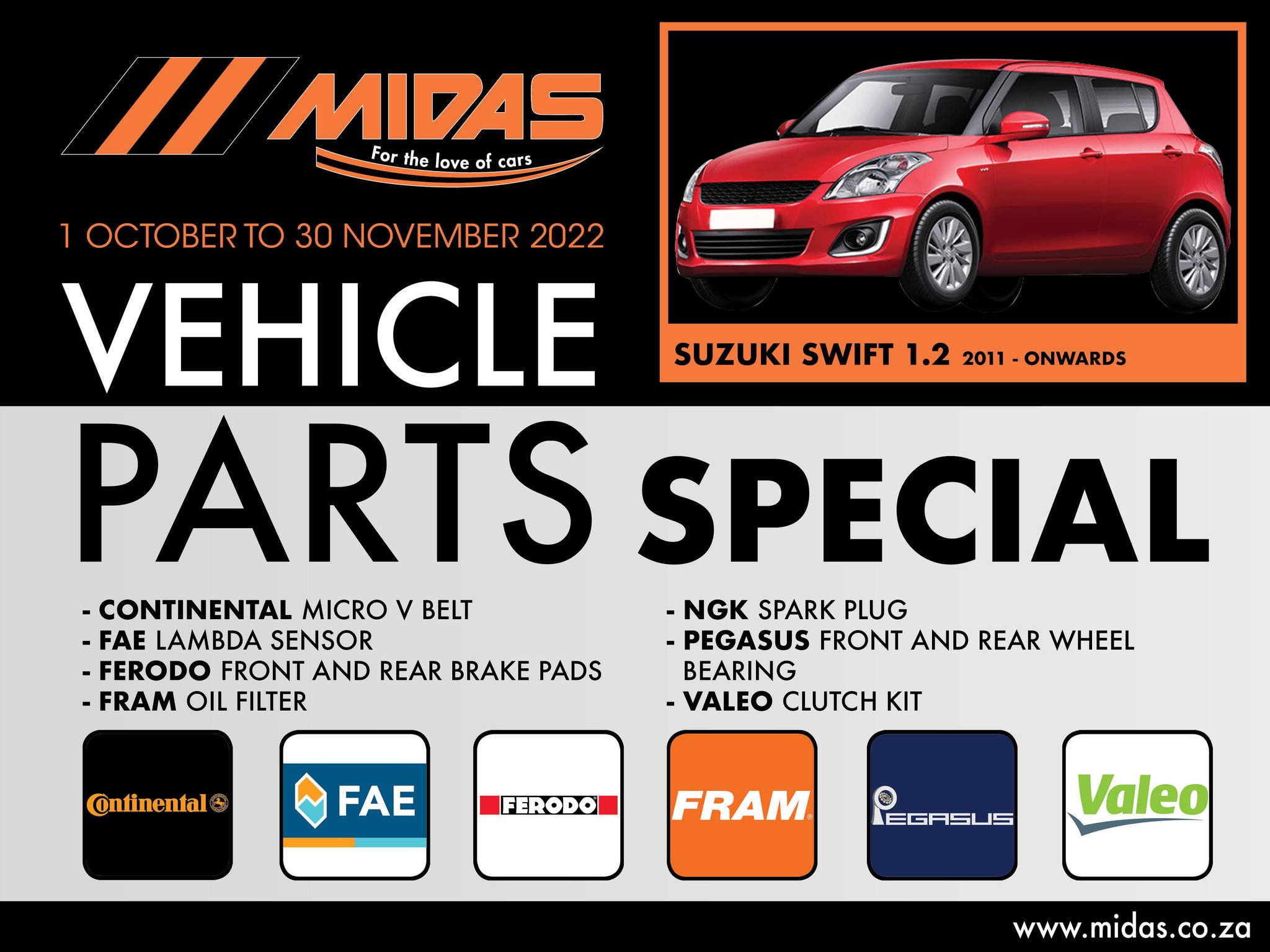 MIDAS - Get parts for your SUZUKI SWIFT 1.2 2011-ONWARDS... | Facebook