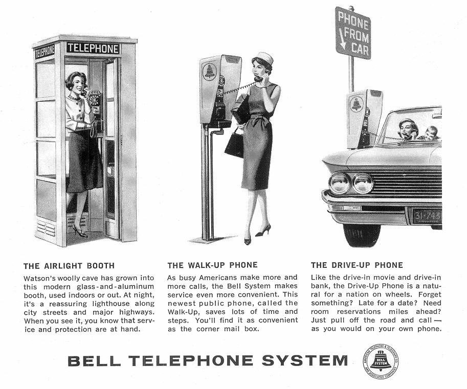 1961 Bell Telephone System Portable phone of the future, bottom right.