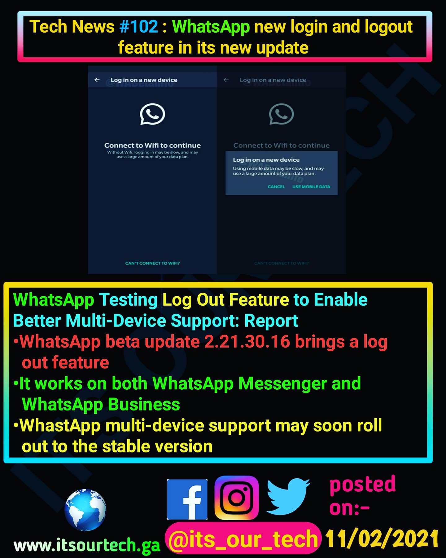 Its our tech - @whatsapp Testing Log Out Feature to Enable... | Facebook
