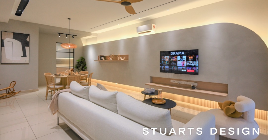 STUARTS - This japandi style living and dining area is designed with ...