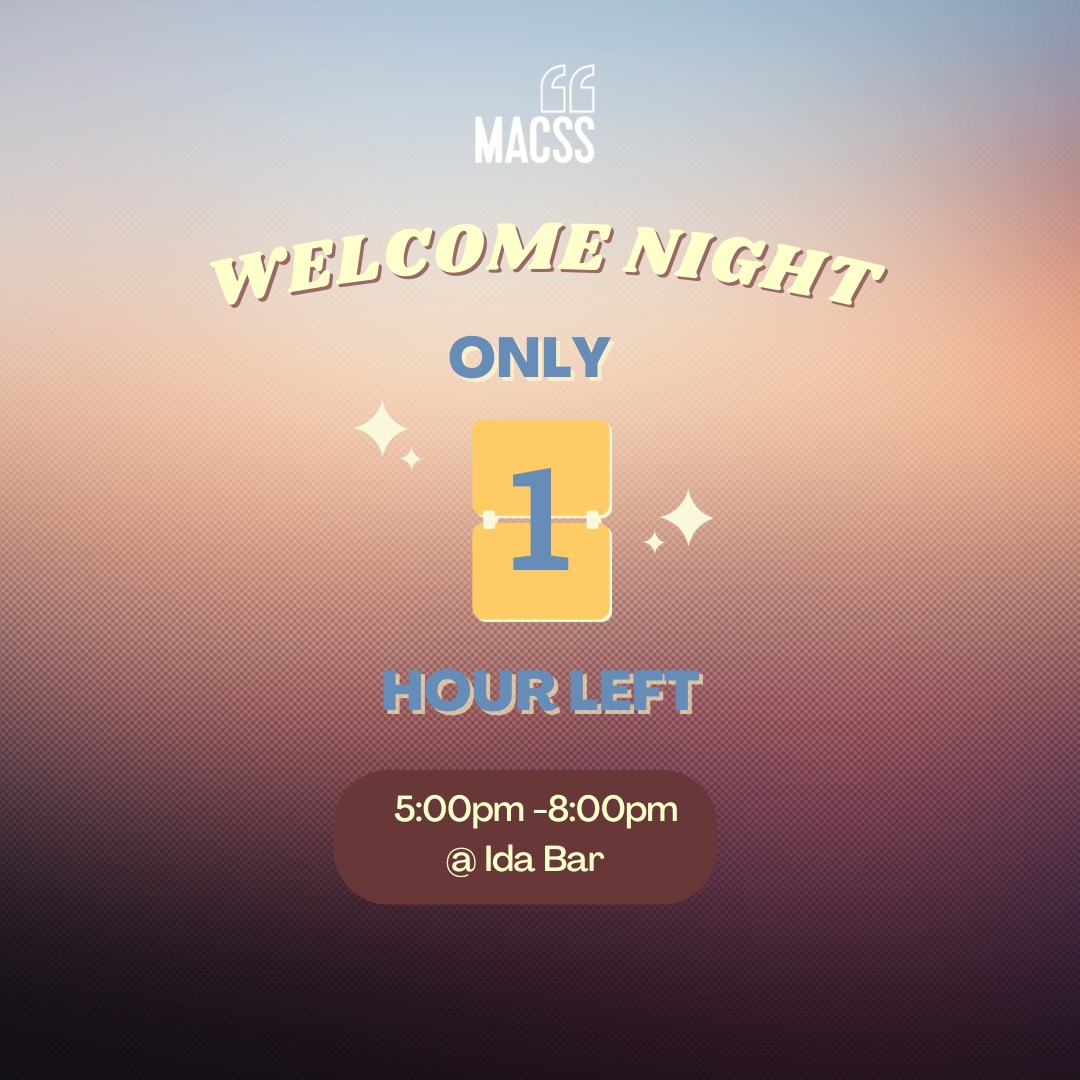 Welcome Night begins in AN HOUR ⏰ Hear about our plans for future ...
