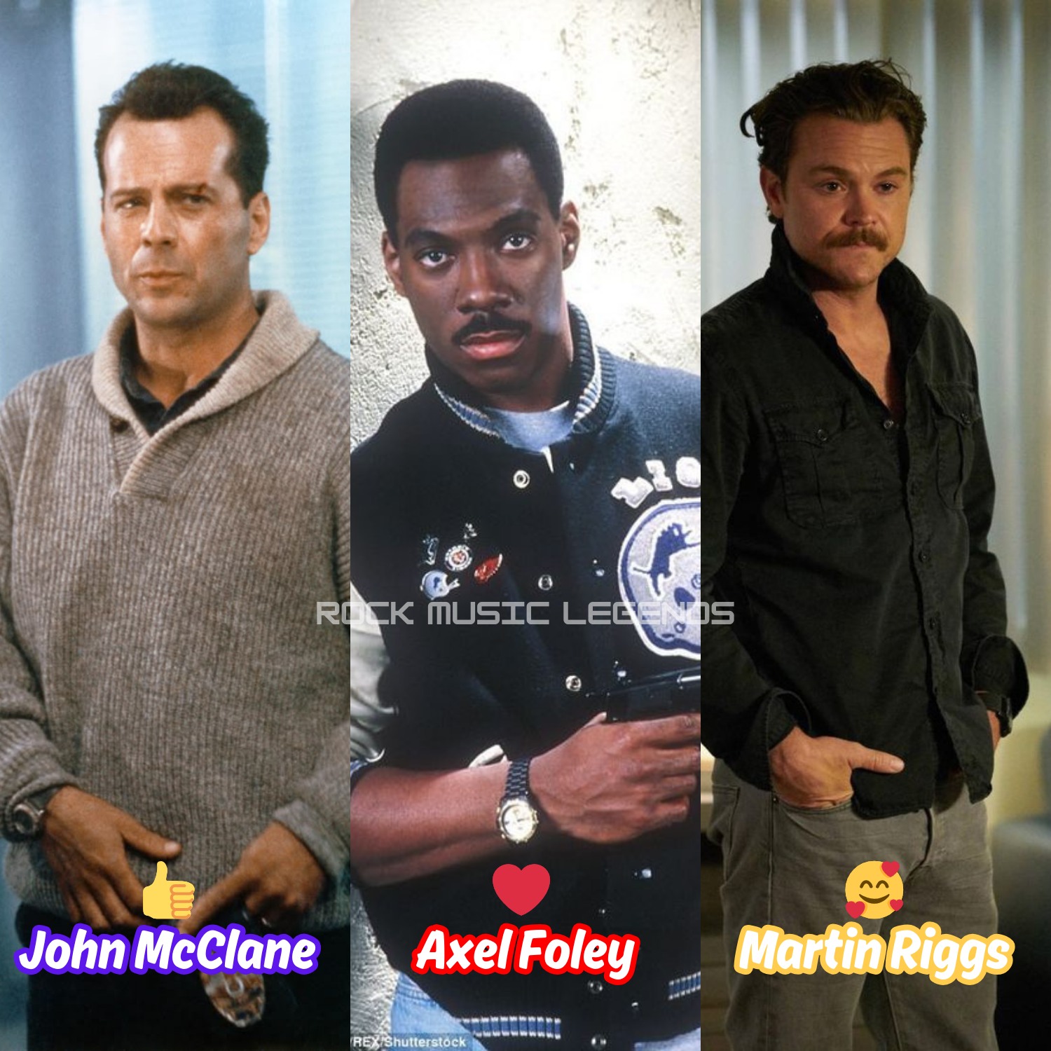 Rock - 👍John McClane // Axel Foley // 🥰Martin Riggs Action Icons Who ...