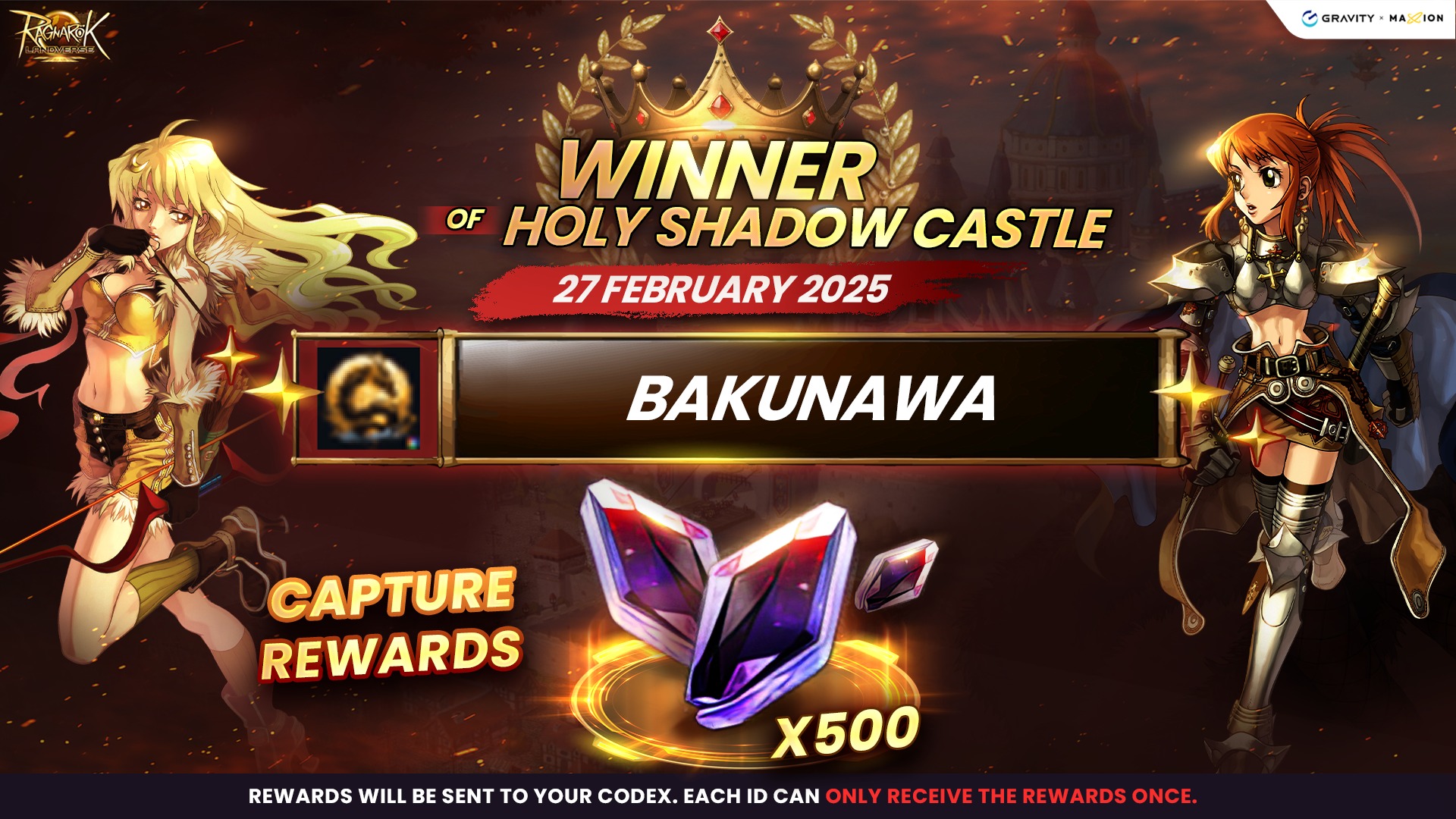 Ragnarok - 🏰Holy Shadow Castle Conquered by BAKUNAWA! Date: 27 February ...