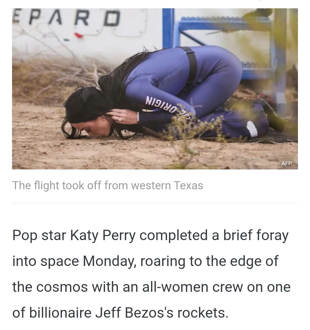 Veronika - Katy Perry On Brief Foray Into Space, Kisses Earth After ...