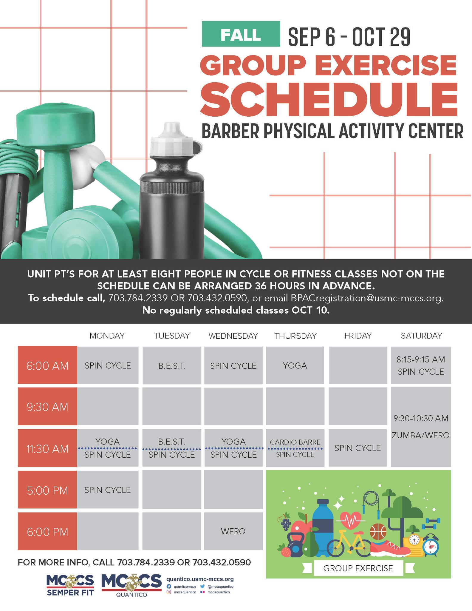 MCCS Quantico - The NEW group exercise schedule begins...