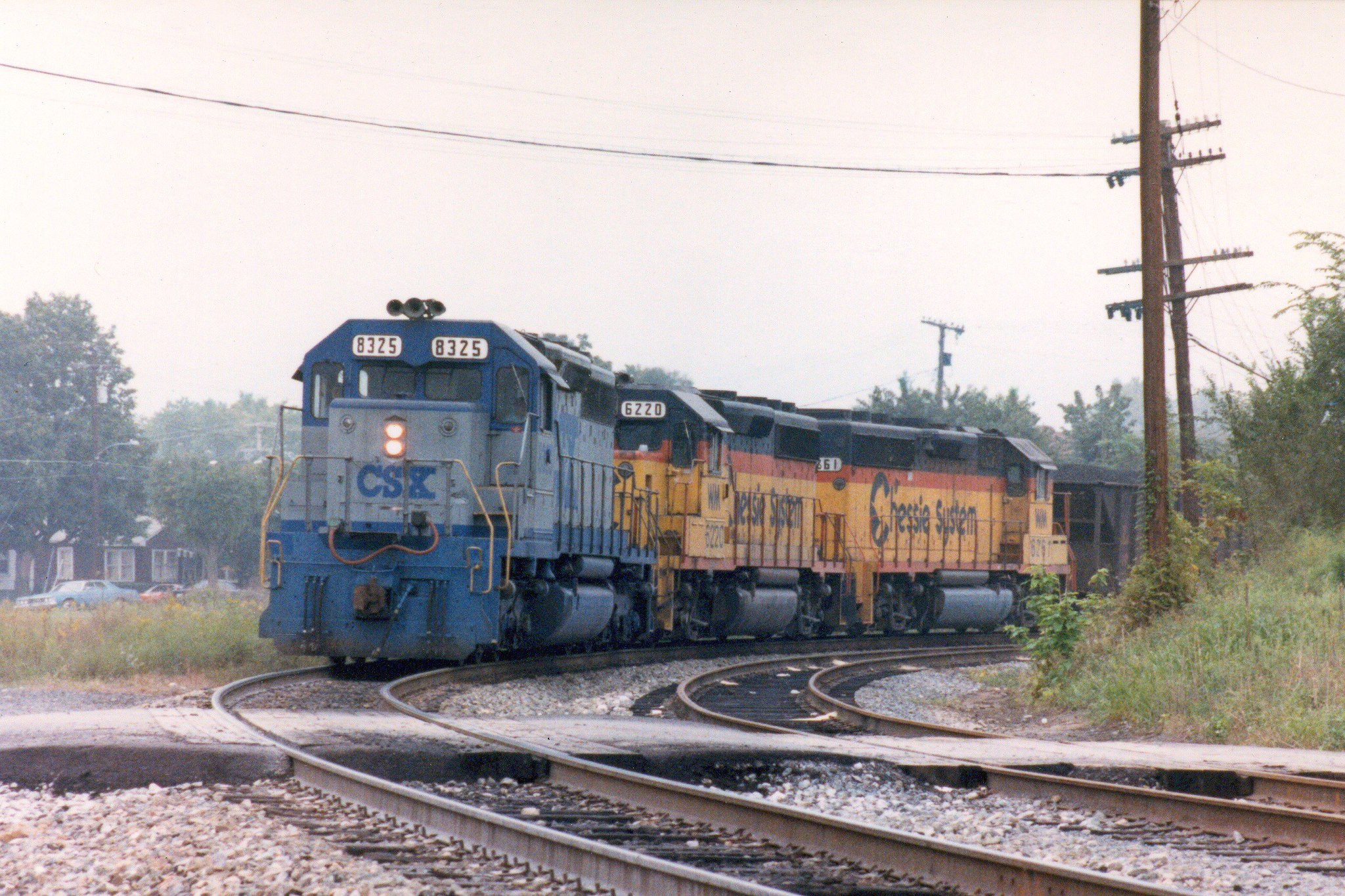 Early CSX trains with various paint schemes