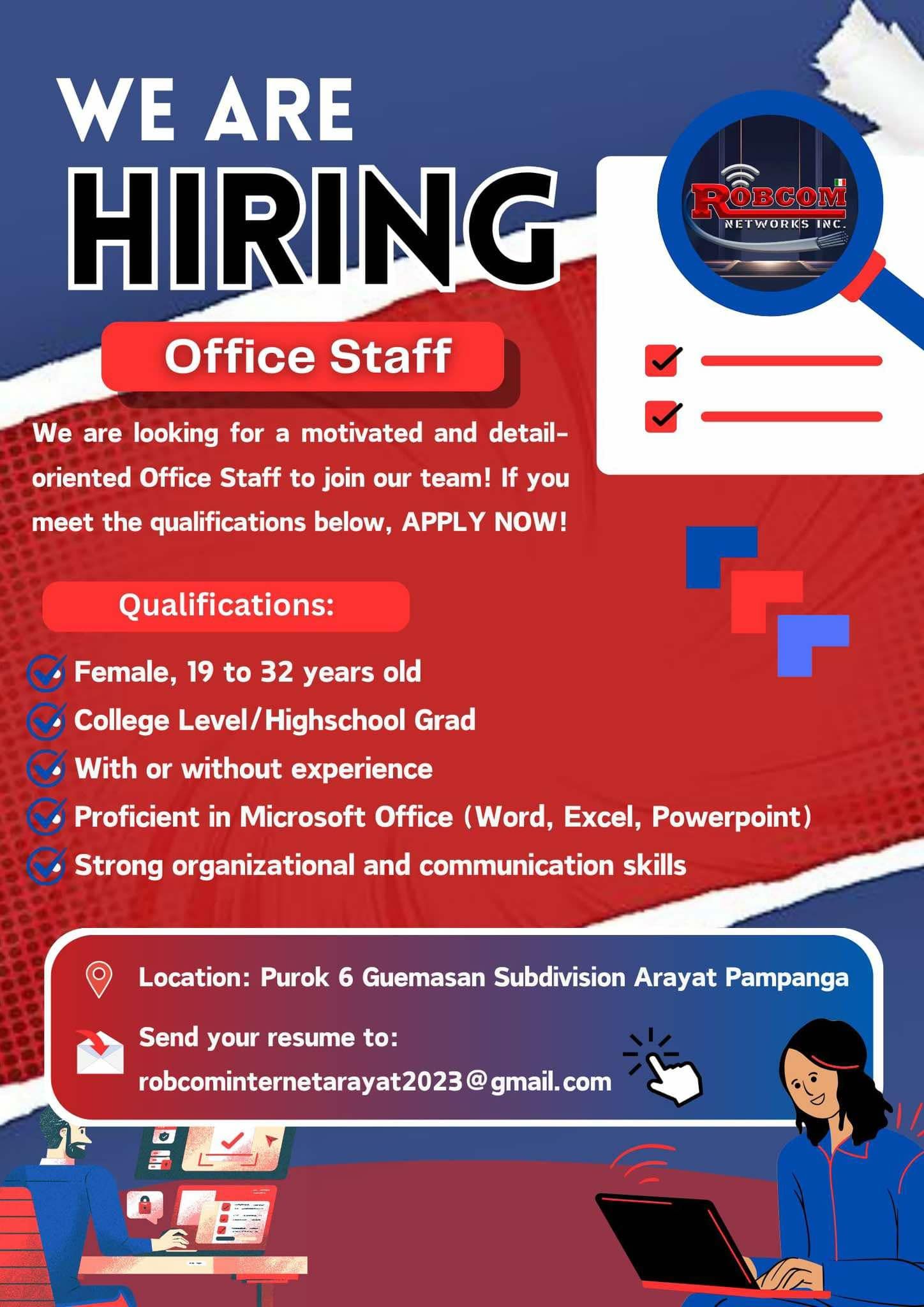 📢 We're Hiring! Join Our Team as... - Robcom Internet Arayat | Facebook