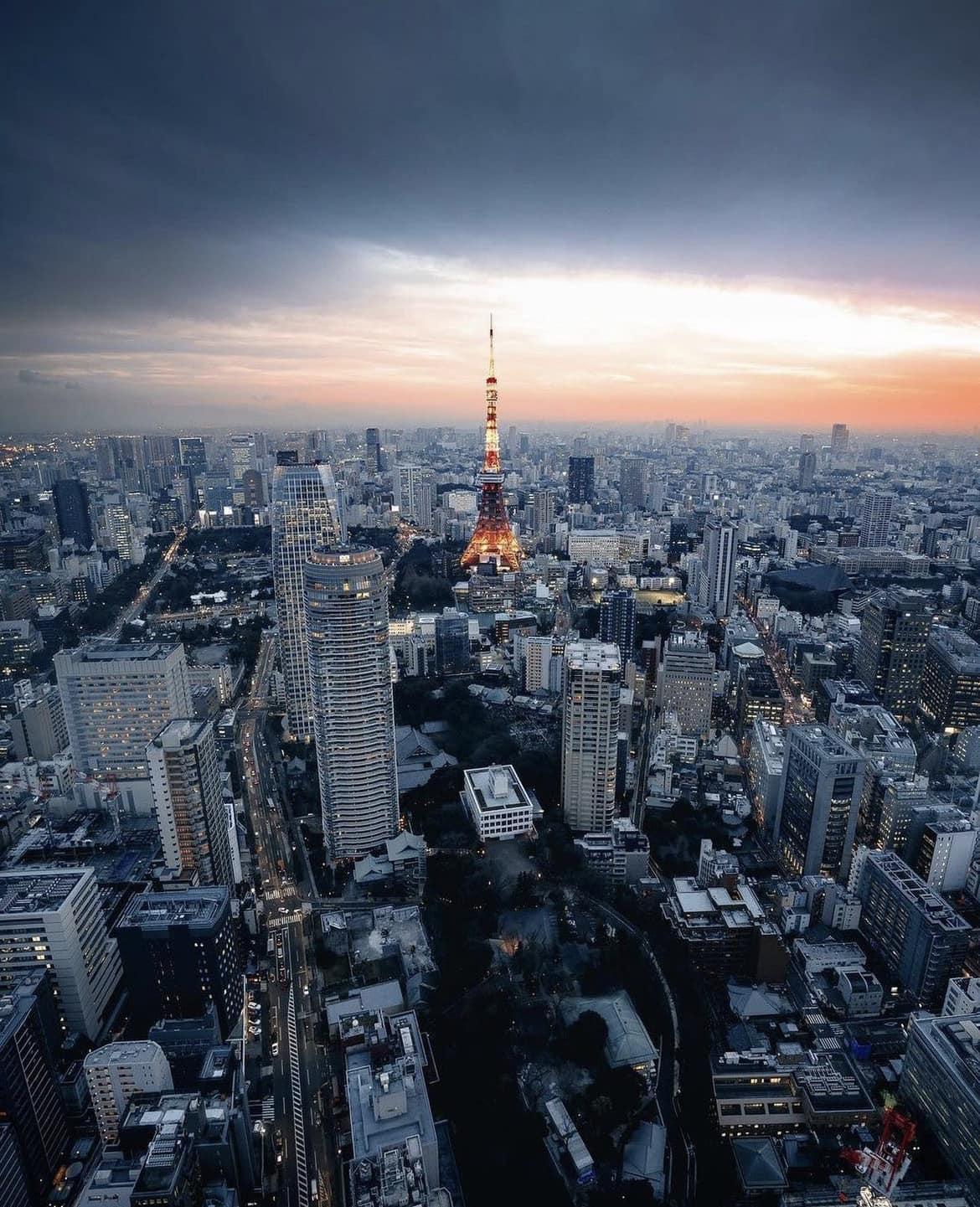 Arial landscape of Tokyo, Japan