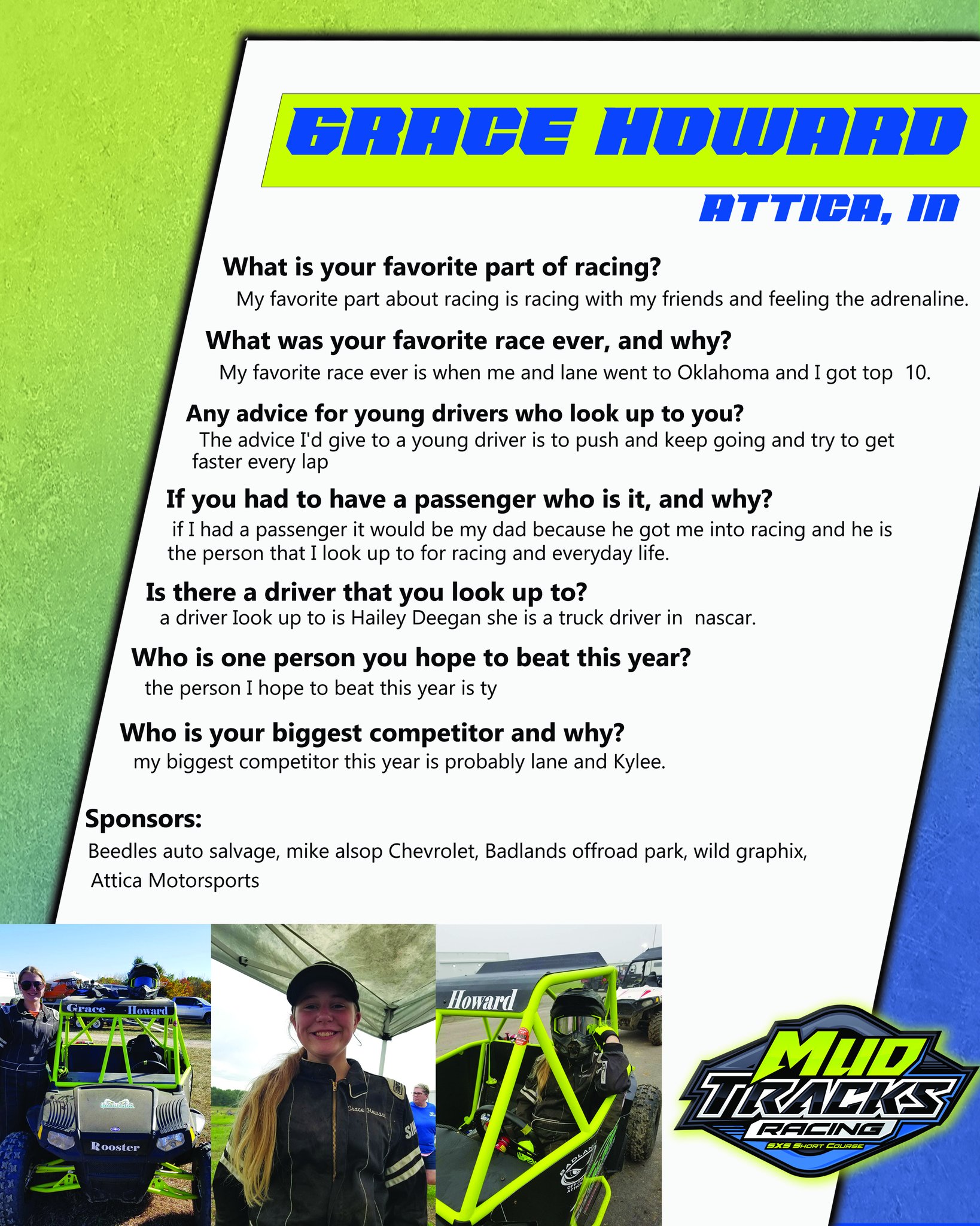 Mud - Grace Howard is another racer making her way from RZR 170 to ...