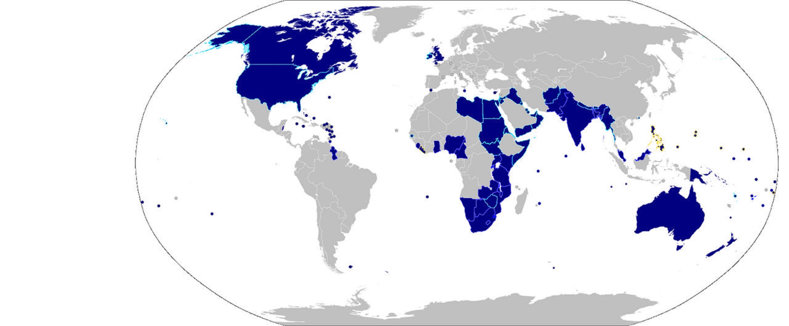 British - Map of the Anglosphere countries where English is ...