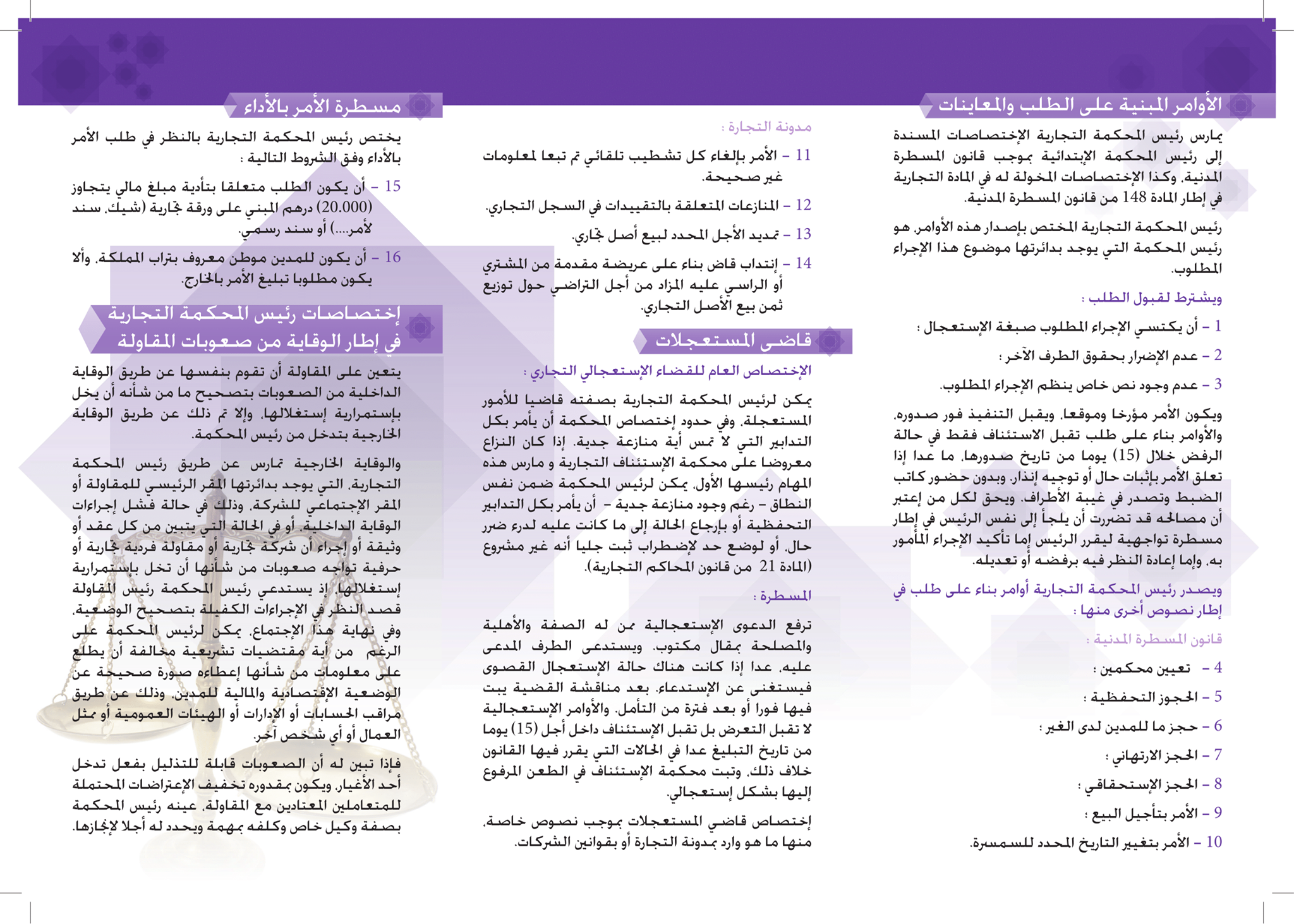 إختصاصات رئيس المحكمة التجارية فضاء طلبة القانون Facebook