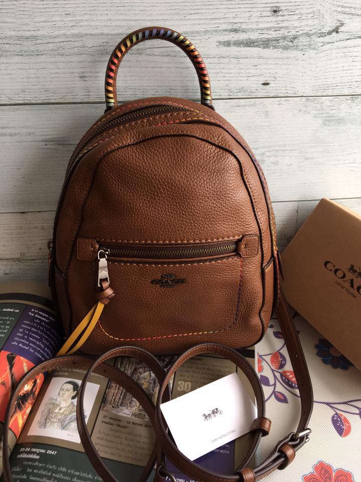 coach andi backpack with rainbow stitching F31368 Saddle Multi – Balilene Signature Canvas Coach Andi Backpack