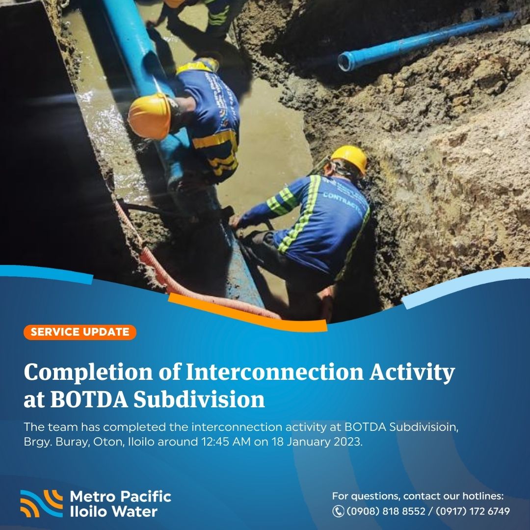 Service Update: Completed... - Metro Pacific Iloilo Water | Facebook