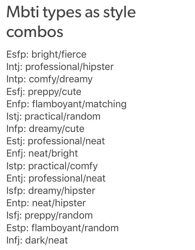 Astroligion - The 16 MBTI Types As Style Combos.