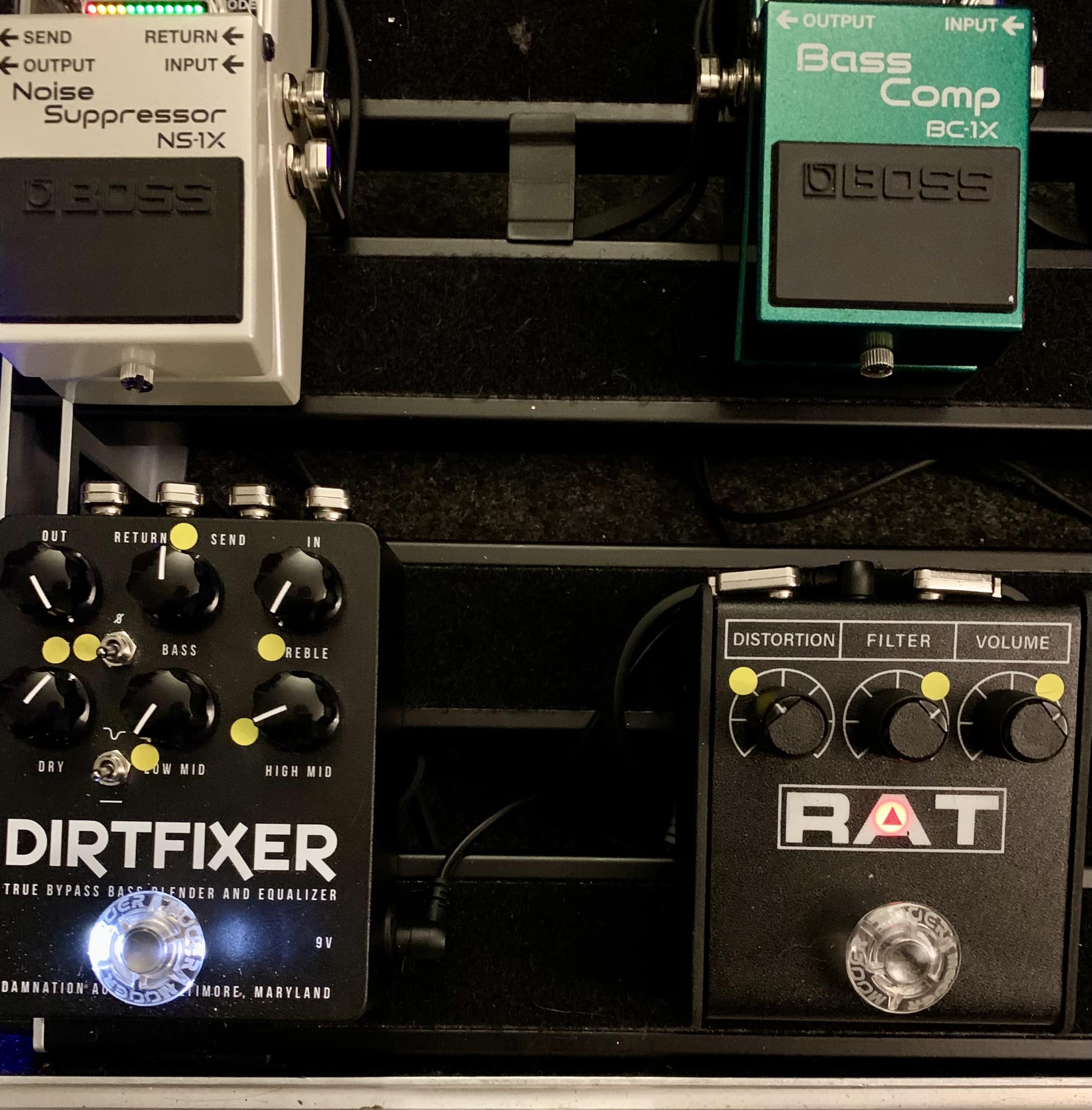 Modified Proco Rat 2 with bass and filter upgrades