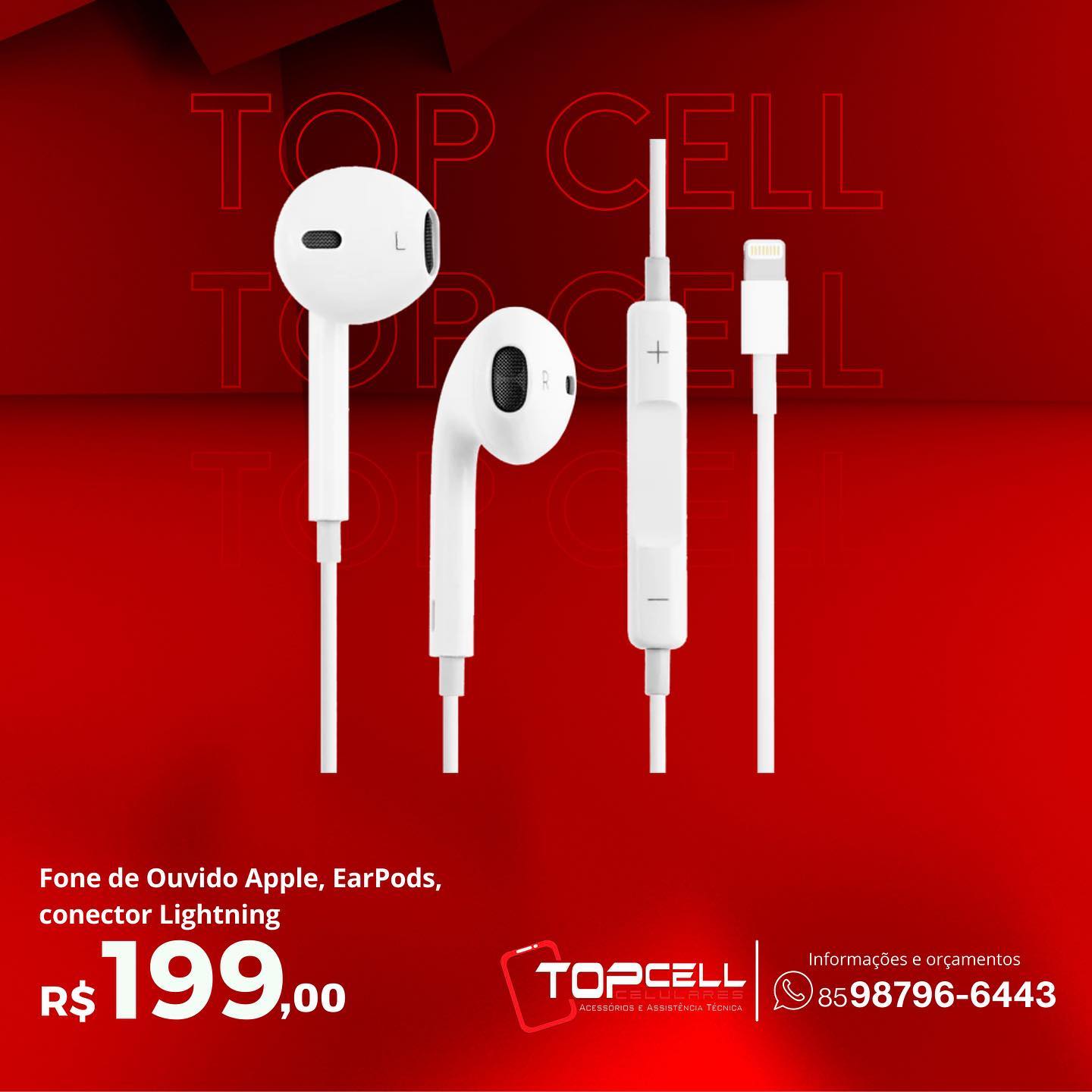 Topcell - O Fone de Ouvido Apple possui um design...
