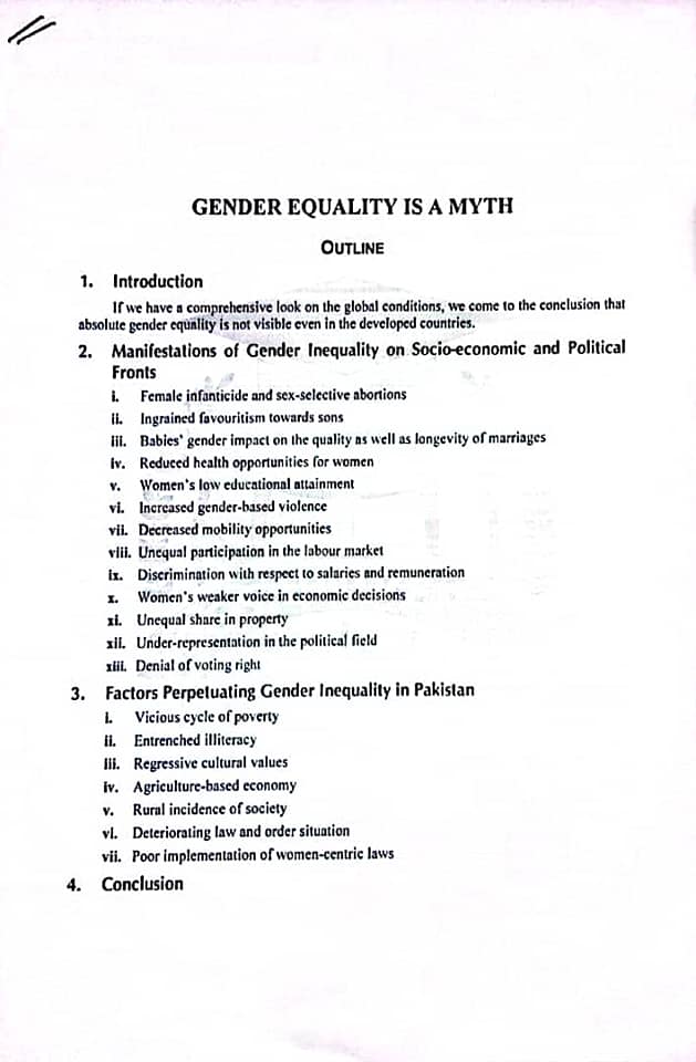 Study River - Gender Equality is a Myth Essay for CSS... | Facebook