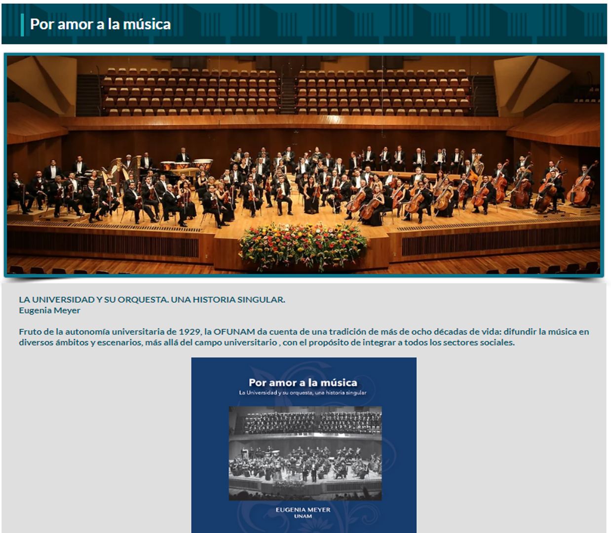 LA UNIVERSIDAD Y SU ORQUESTA. UNA... - Amigos de la Ofunam | Facebook