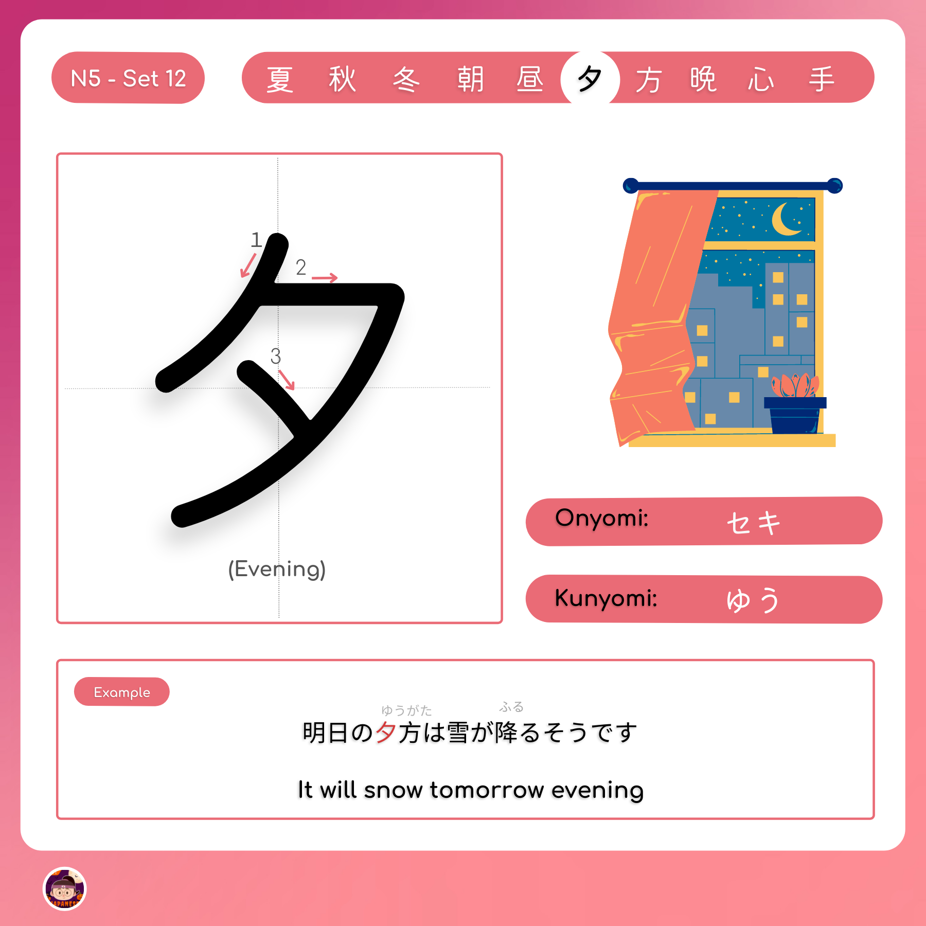 旦夕... - Learn Kanji - Japanese learning app for beginners
