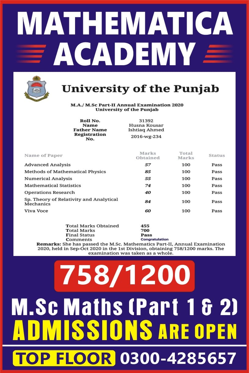Mathematica - Mathematica Academy offers M.Sc Maths (Admissions are ...
