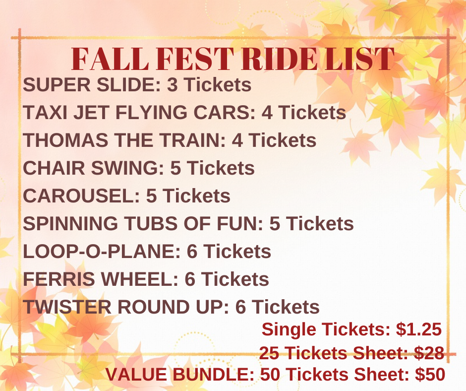 FALL FEST RIDE LIST and... - Pineville Parks & Recreation | Facebook