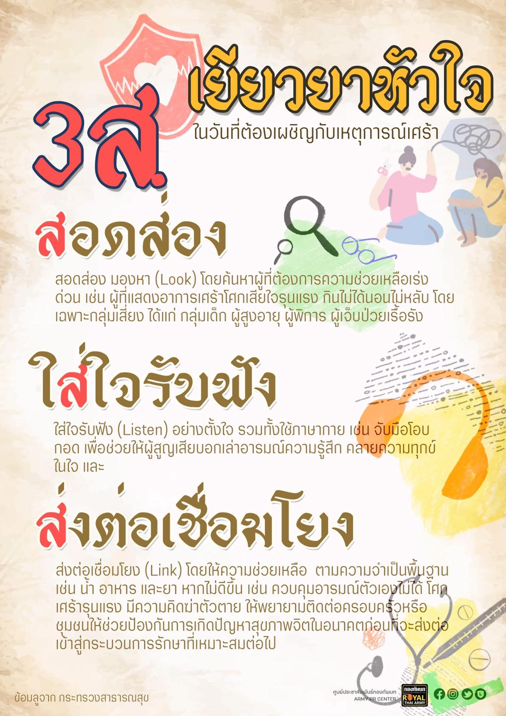 3 ส. เพื่อช่วยเยียวยาหัวใจ... - กองทัพบก Royal Thai Army | Facebook