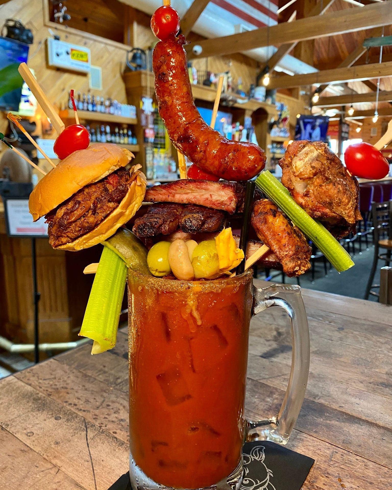 Trying a bloody mary at Parker John's