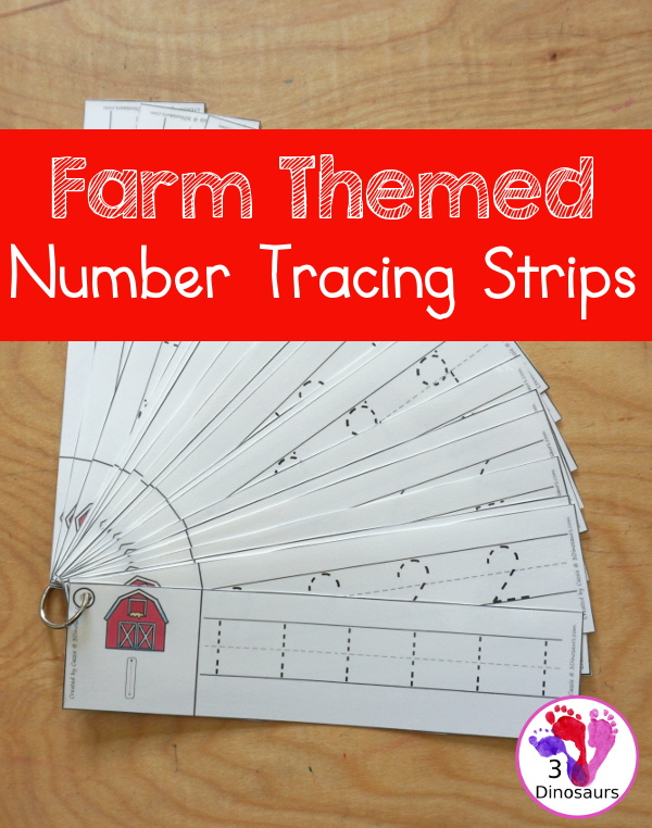 3 Dinosaurs - Free Farm Number Tracing Strips Fun new...