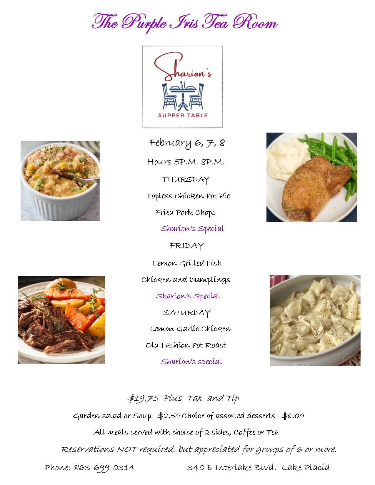 The Purple Iris Tea Room | Lake Placid FL