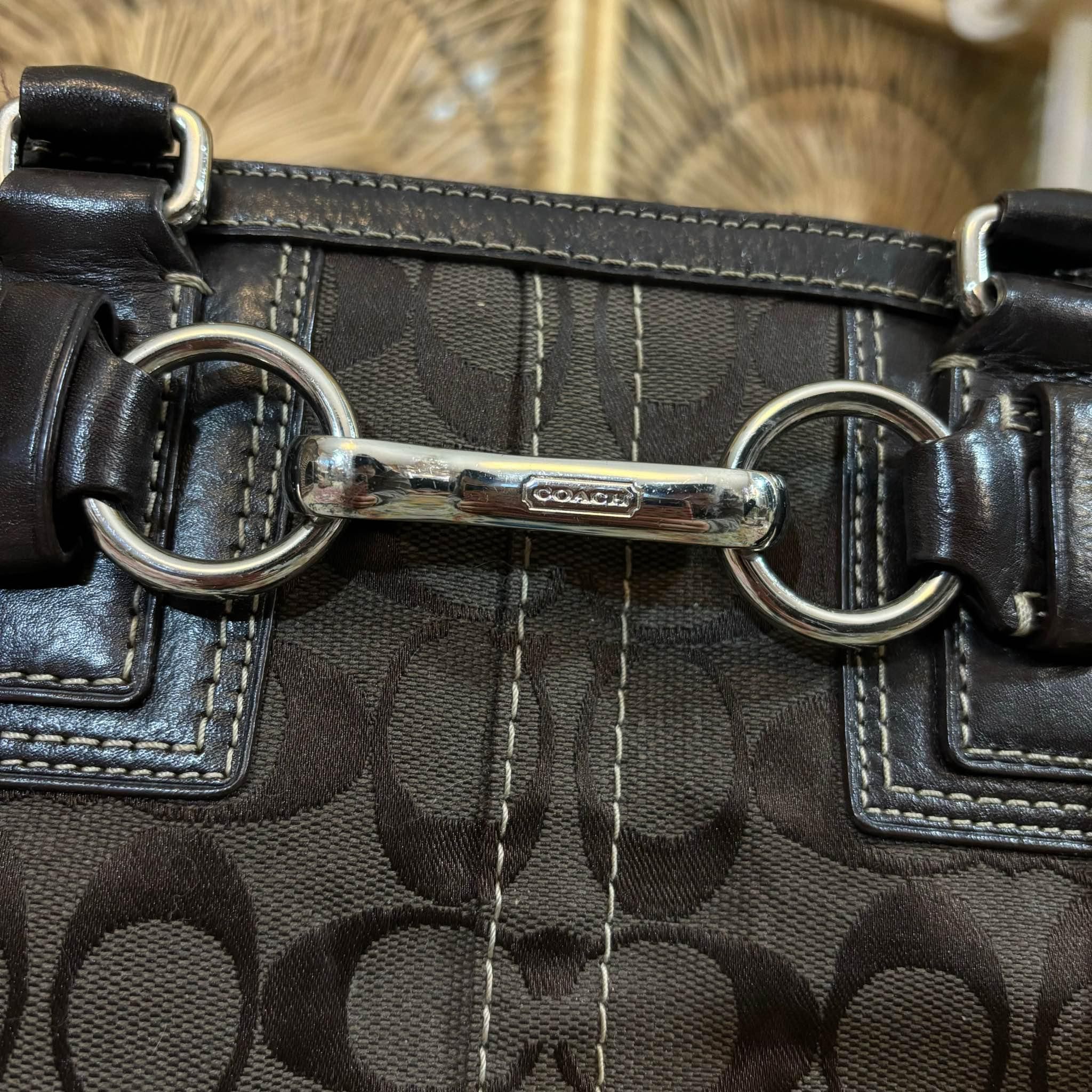 Coach 10245 Black Signature Canvas Hampton Satchel Bag - Satchels 