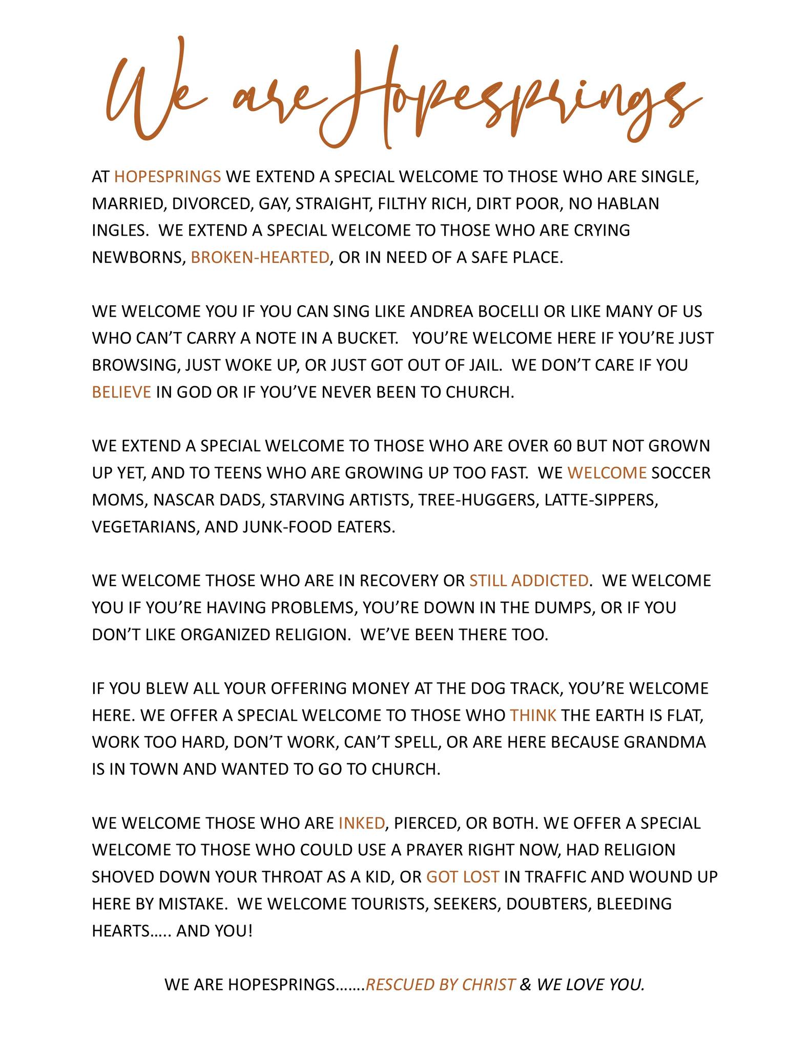 Hopesprings Community of Faith | Bangor PA