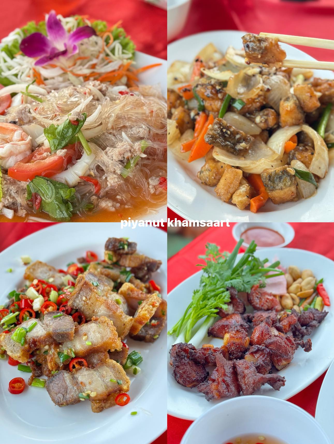 Piyanut - วันนี้ที่ร้านประจำ 😋 -ยำวุ้นเส้นรวมมิตร -ปลากระพงขาวผัด ...