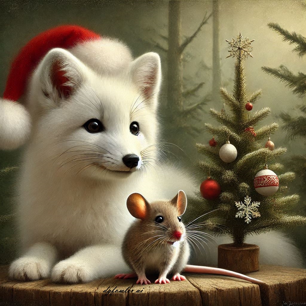 Carte De Noël Mignon Bébé Renard Avec Chapeau De Père Noël - Format 17,5x12,5cm, Carte Premium Avec Enveloppe