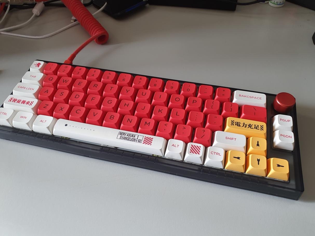 Eva-02 themed Dukharo 66 custom keyboard