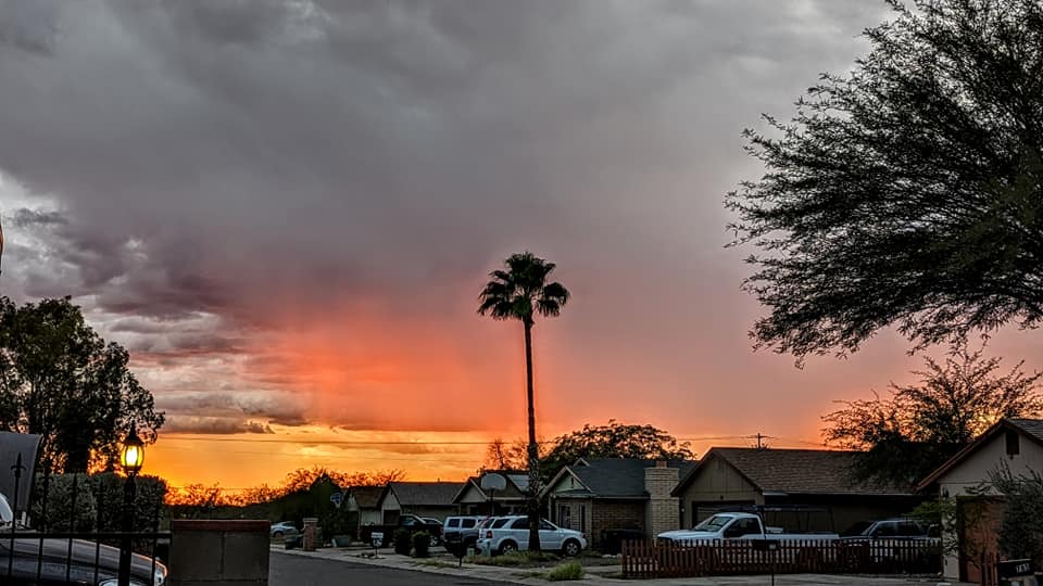Just a little rain as the sun goes down. Avra Valley, Arizona USA
