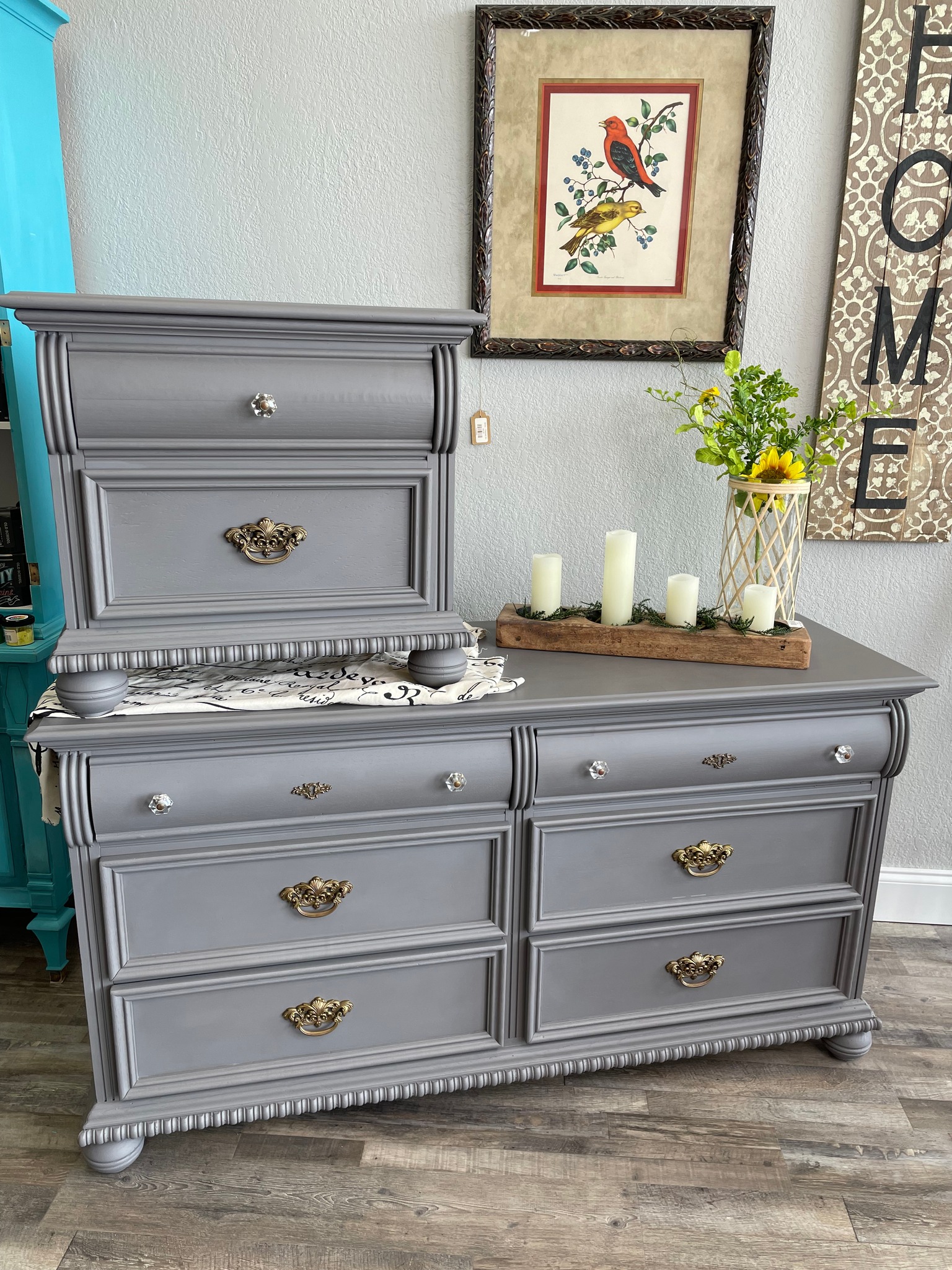 grey refurbished dresser Available Now Mismatched bridesmaid dress