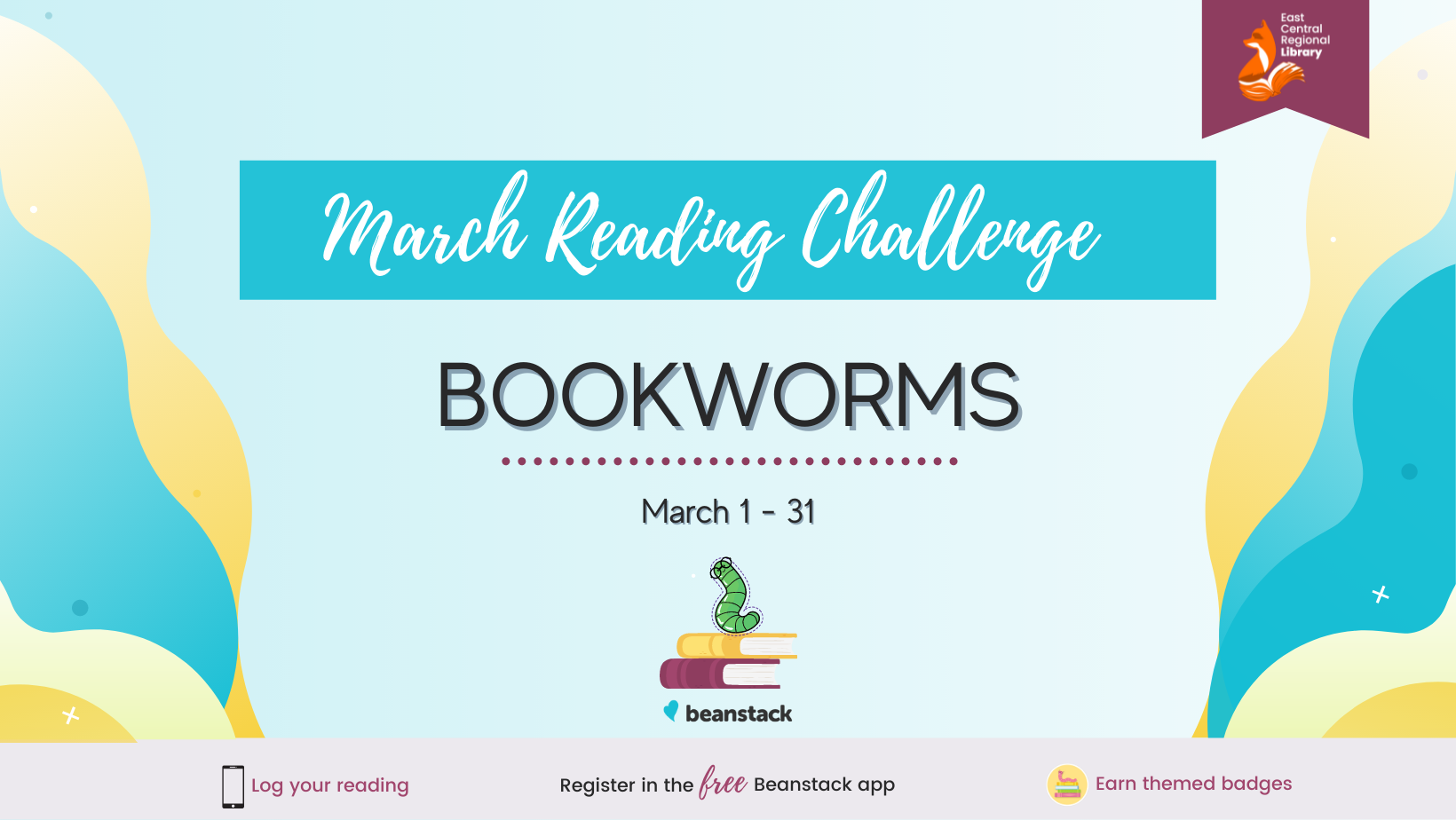 East - 📚 Join us for March's Beanstack Reading Challenge: Bookworms ...