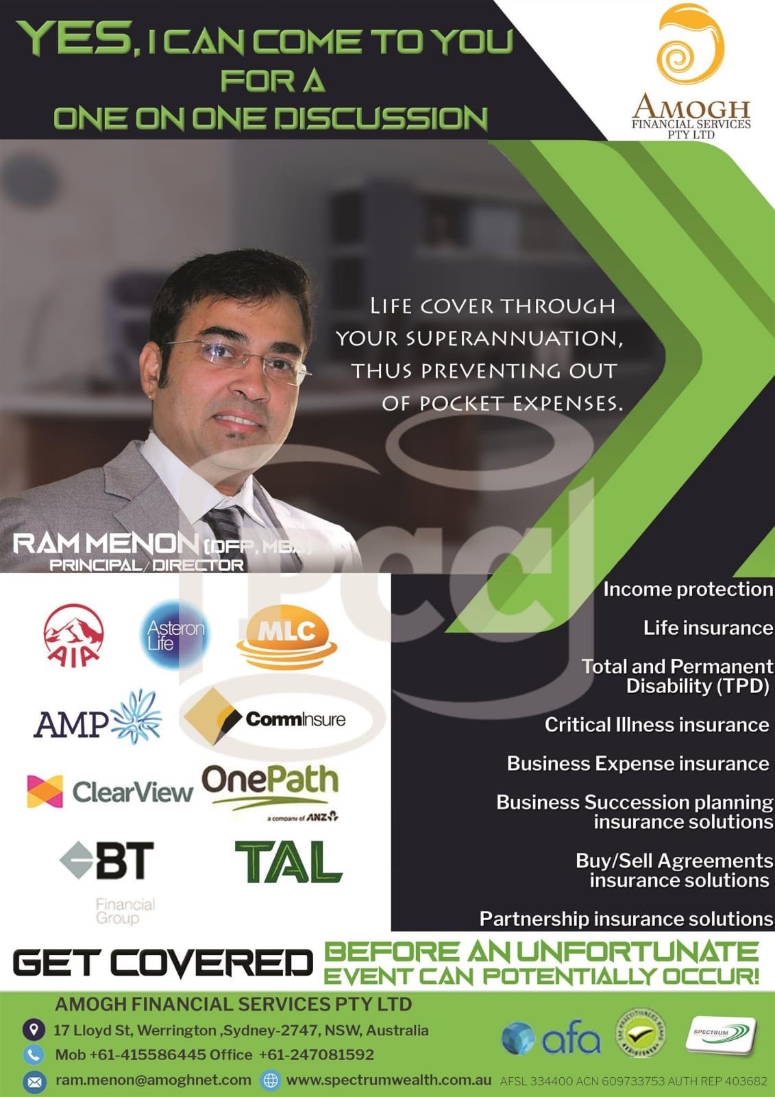 Ram Menon - Principal -Amoggh Financial Service Pty Ltd | Sans Souci NSW
