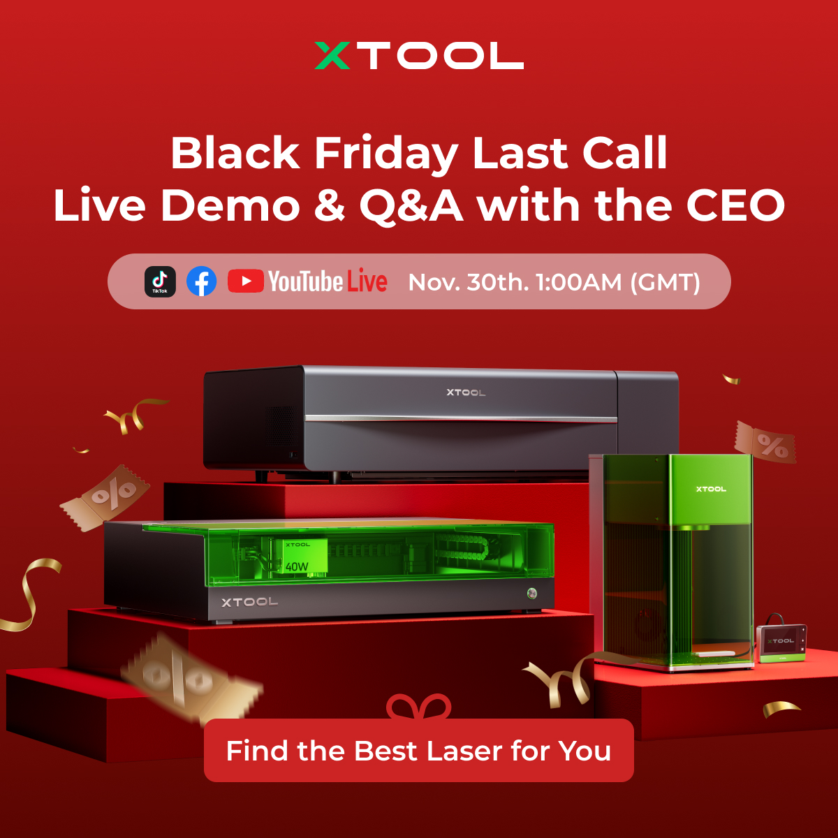 xTool - 🎉Black Friday Live: Shop, Learn & Win with xTool’s CEO! 🎉Check ...