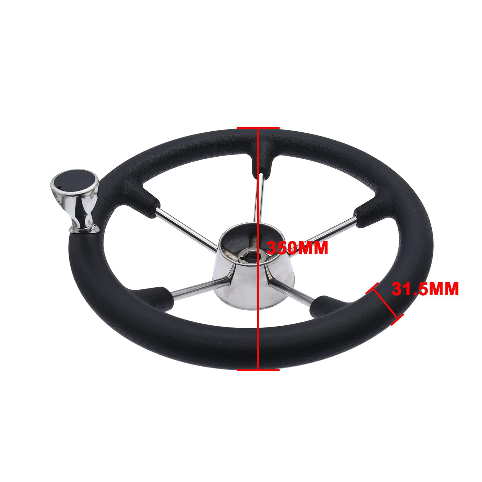 Volant Inclinaison 25° Pour Hors-bord Volant Bateau Volant De Destructeur à 5 Rayons En Acier Inoxydable De 11 Pouces, Accessoires De Bateau Avec Mousse Noire Nourrice Bateau Volant Inclinaison 25° Arbre 3/4