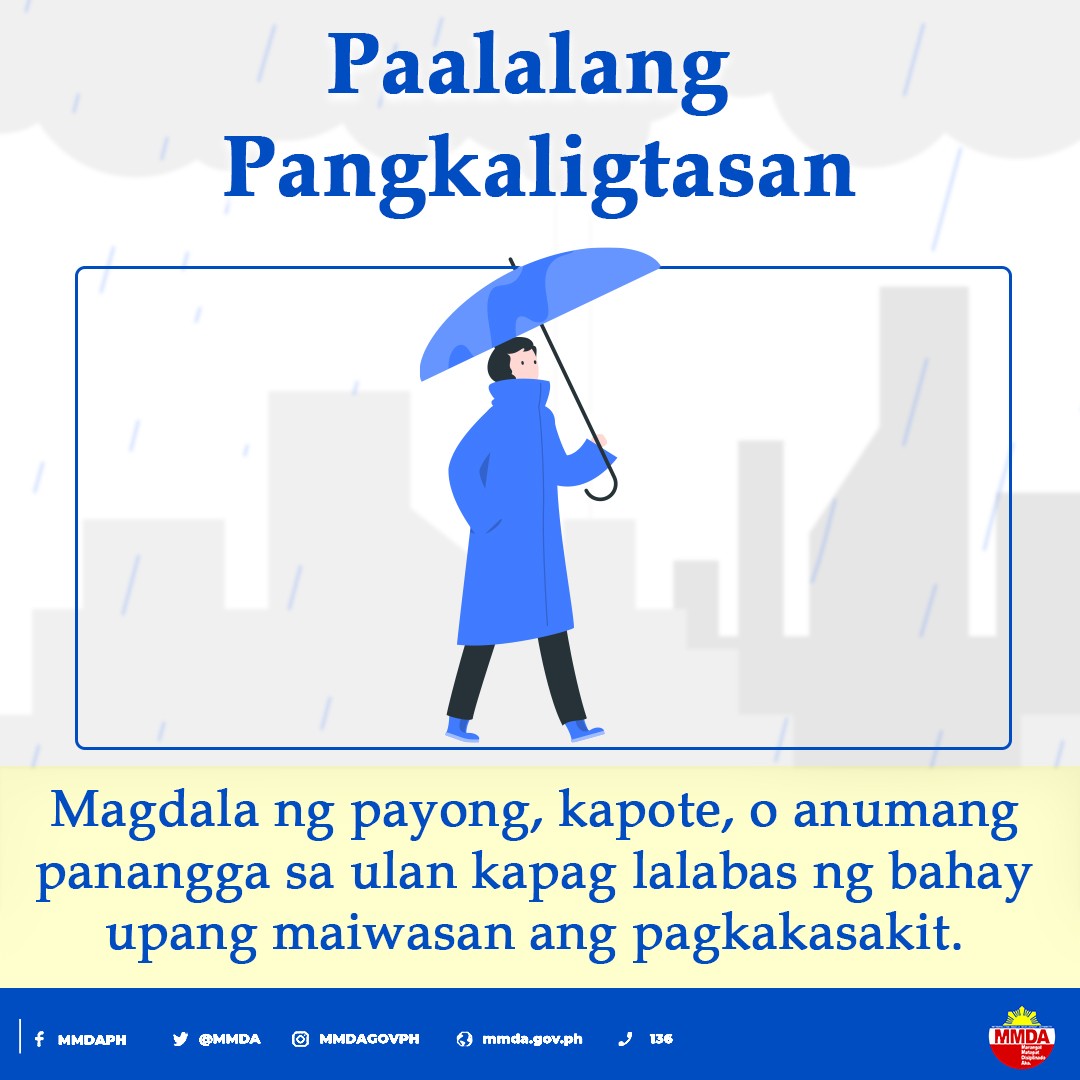 MMDA - Maging handa sa pag-ulan kung lalabas ng bahay. Magdala ng ...