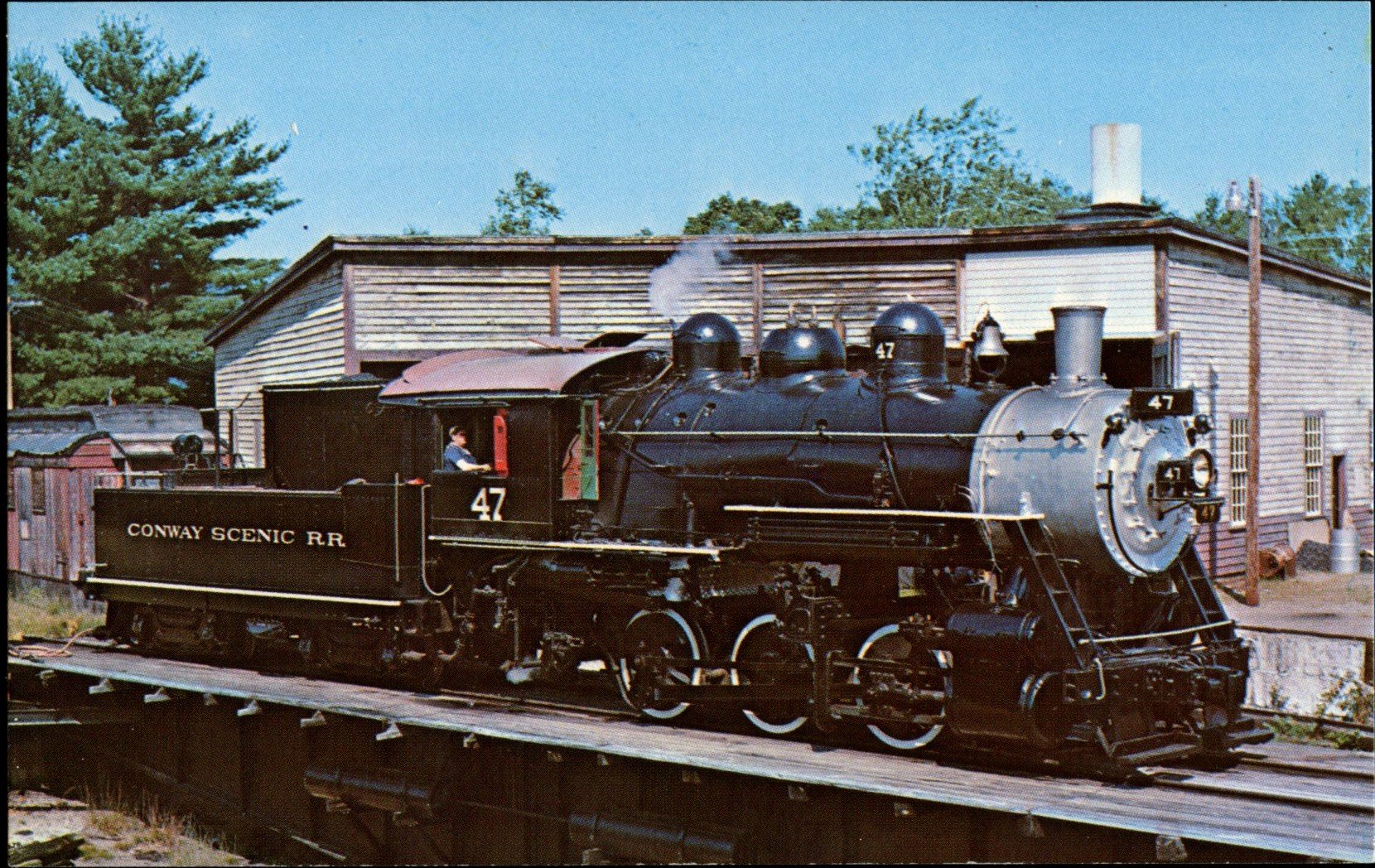 Conway Scenic Railroad's 0-6-0 No. 47 is on the turntable at North