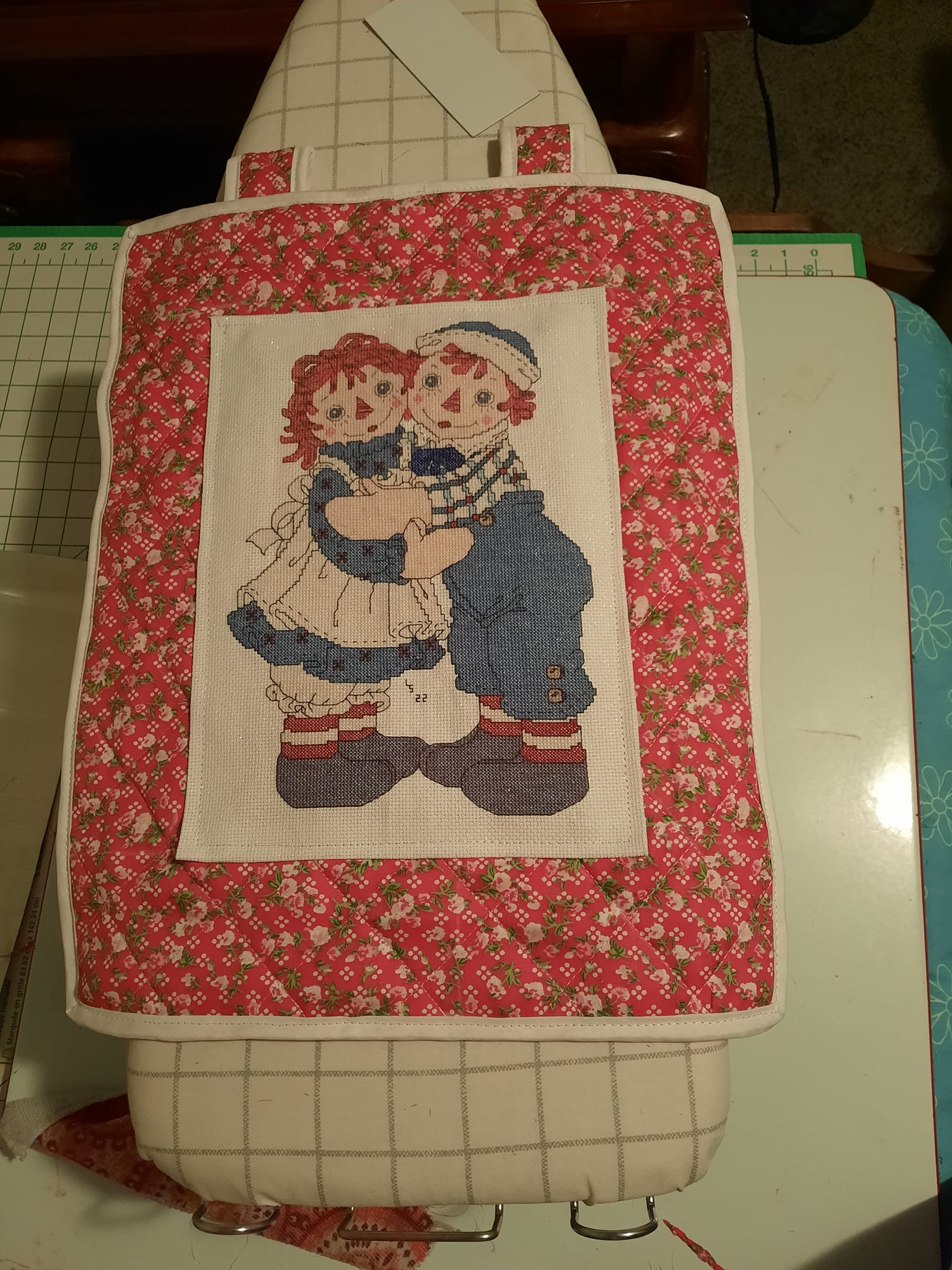 Finished Raggedy Ann and Andy cross stitch pattern