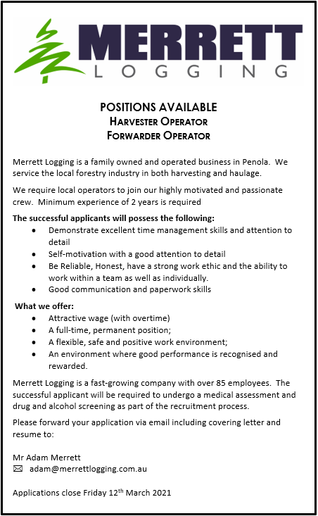 Merrett Logging - 🌲 Positions Available at Merrett Logging 🌲 | Facebook