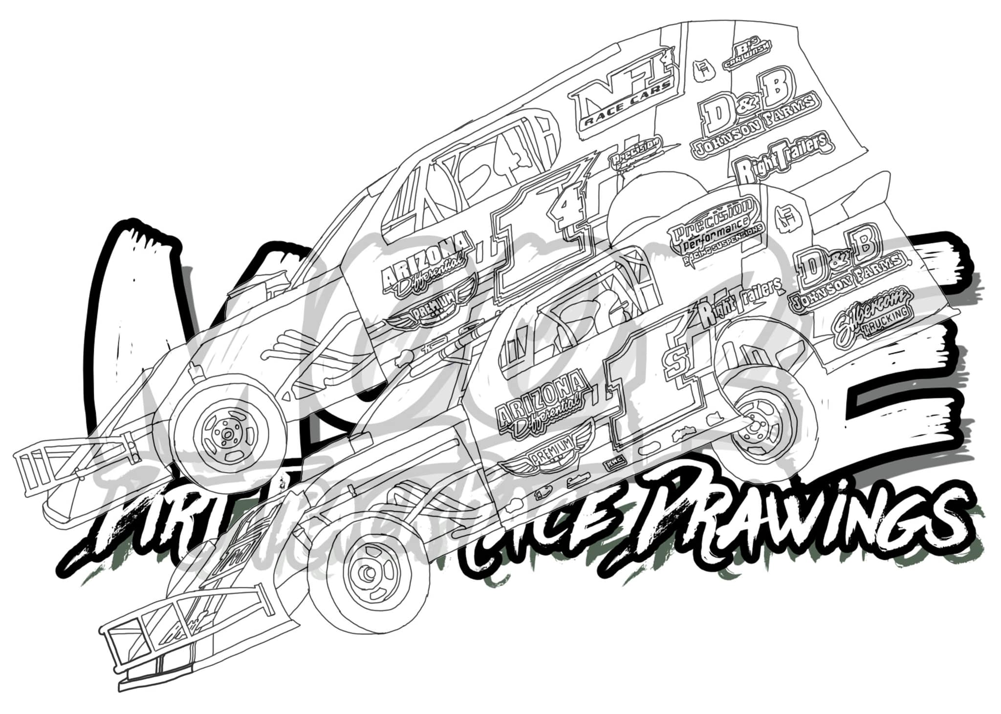 Moore Dirt Track Race Drawings