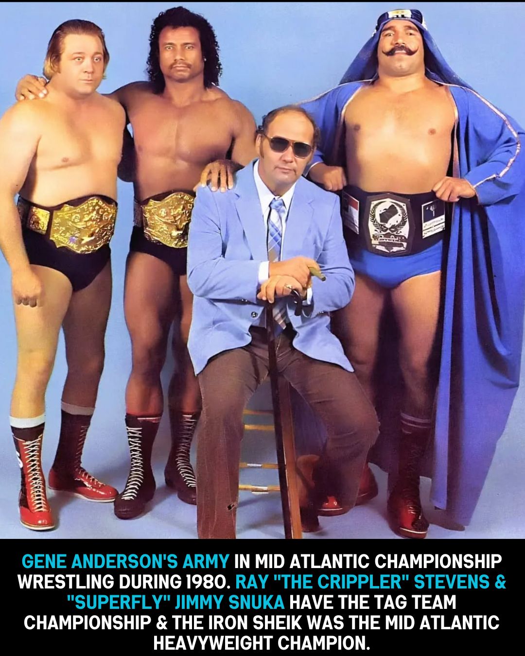 World Tag Team Champions Ray Stevens and Jimmy Snuka with manager